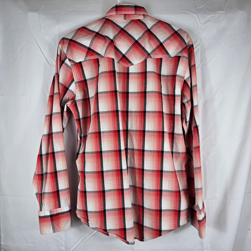 Wrangler 20X Competition Mens Red Plaid Western Pearl Snap Shirt MJC326M Medium - Picture 3 of 12